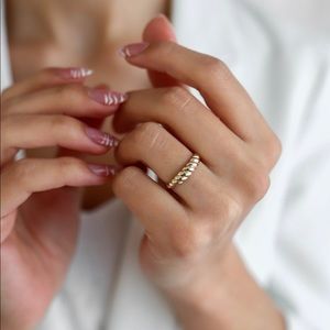 14k gold croissant done ring plus size large ring